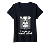 Womens I Once was Lost But Now I Am Found Bible Verse Christian V-Neck T-Shirt