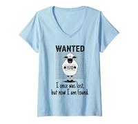 Womens I Once was Lost But Now I Am Found Bible Verse Christian V-Neck T-Shirt