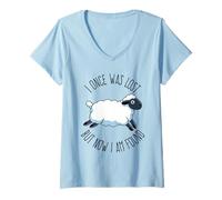 Womens I Once was Lost But Now I Am Found Bible Verse Christian V-Neck T-Shirt