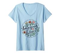 Women's I Once was Lost But Now I'm Found Amazing Grace V-Neck T-Shirt