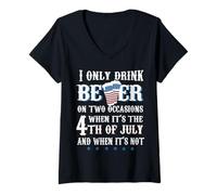 Womens I Only Drink Beer on Two Occasions Funny Beer Lover Drinking V-Neck T-Shirt