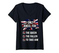 Womens I Only Kneel for The Queen The Fallen to Take Aim V-Neck T-Shirt