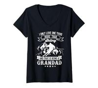 Womens I only love one thing more than skiing grandad Ski Gift V-Neck T-Shirt