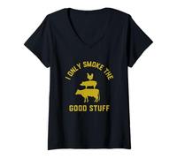 Womens I Only Smoke The Good Stuff BBQ Smoker Grilling Pitmaster V-Neck T-Shirt