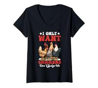 Womens I Only Want Chickens Don't Judge Me Farmer Backyard - V-Neck T-Shirt