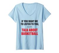 Womens I Only Want to Talk About Basketball Bold Sports Graphic Tee V-Neck T-Shirt