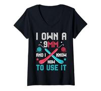 Women's I Own A 9MM and Know How to Use It V-Neck T-Shirt
