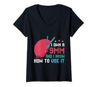 Women's I Own A 9MM and Know How to Use It V-Neck T-Shirt