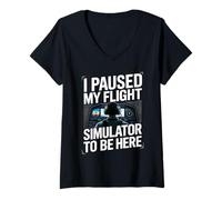 Women's I Paused My Flight Sim to Be Here V-Neck T-Shirt