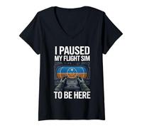 Women's I Paused My Flight Sim to Be Here V-Neck T-Shirt