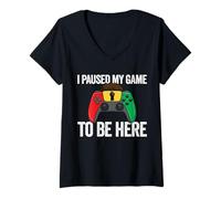 Womens I Paused My Game To Be Here Video Game Juneteenth V-Neck T-Shirt