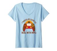 Womens I Paused My Game to Deal with NPCs Gamer Thanksgiving V-Neck T-Shirt