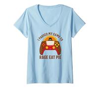 Womens I Paused My Game to Rage Eat Pie Gamer Thanksgiving V-Neck T-Shirt