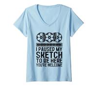 Womens I Paused My Sketch To Be Here Animation Draw Sketch Animate V-Neck T-Shirt
