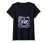 Women's I Pay to Hang Off Rocks Rock Climber Boulderer V-Neck T-Shirt