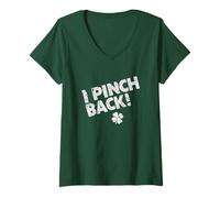 Women's I Pinch Back, Funny St. Patrick's Day Green V-Neck T-Shirt