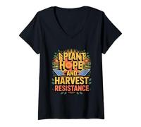Womens I Plant Hope and Harvest Resistance Solarpunk V-Neck T-Shirt