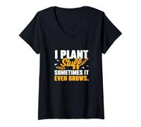 Womens I Plant Stuff Sometimes It Even Grows an Agronomy Agronomist V-Neck T-Shirt