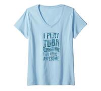 Women's I Play Tuba Therefore I Am Awesome V-Neck T-Shirt