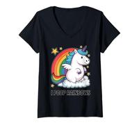 Women's I Poop Rainbows Funny Unicorn Rainbow Meme V-Neck T-Shirt
