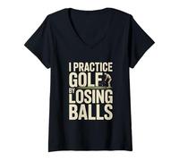 Women's I Practice Golf By Losing Balls V-Neck T-Shirt