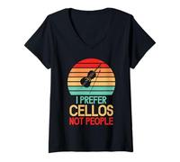 Womens I Prefer Cellos not People Cello V-Neck T-Shirt