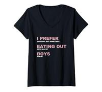 Womens I Prefer Cooking Eating Out with All My Boys is Fun V-Neck T-Shirt
