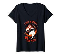Womens I Put A Spell On You Retro Witch V-Neck T-Shirt
