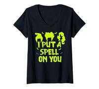 Womens I Put A Spell On You -Scary Witch & Spider Halloween Costume V-Neck T-Shirt