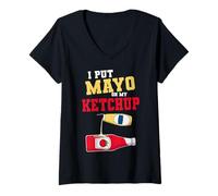 Women's I Put Mayo On My Ketchup Condiments Couple Halloween V-Neck T-Shirt
