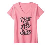 Womens I Put The Ass In Sass - Hen Do Party Bride To Be Funny V-Neck T-Shirt