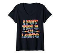 Womens I Put The B in LGBTQ Bi Pride Identity V-Neck T-Shirt