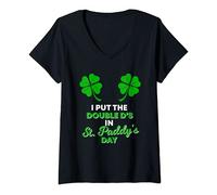 Womens I Put The Double D's In St Paddy's Day | Naughty Irish Girl V-Neck T-Shirt