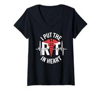 Womens I Put The RT in Heart Funny Respiratory Therapist Therapy V-Neck T-Shirt