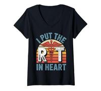 Womens I Put The RT in Heart Funny Respiratory Therapist Therapy V-Neck T-Shirt