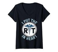 Womens I Put The RT in Heart Funny Respiratory Therapist V-Neck T-Shirt
