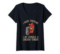 Womens I Raise Chickens I'm A Chicken Tender Funny Farming Pun V-Neck T-Shirt