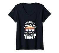Women's I Raise Chickens Im Literally A Chicken Tender Funny Saying V-Neck T-Shirt