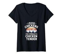 Women's I Raise Chickens Im Literally A Chicken Tender Saying V-Neck T-Shirt