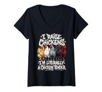 Women's I Raise Chickens I'm Literally a Chicken Tender V-Neck T-Shirt