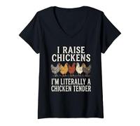 Women's I Raise Chickens I'm Literally a Chicken Tender V-Neck T-Shirt