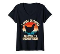 Womens I Raise Chickens I'm Literally A Chicken Tender V-Neck T-Shirt