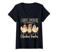 Women's I Raise Chickens I'm Literally A Chicken Tender V-Neck T-Shirt