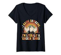 Women's I Raise Chickens I'm Literally A Chicken Tender V-Neck T-Shirt