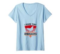 Women's I Raise Tiny Dinosaurs - Chicken Farmer - Chicks - Chicken V-Neck T-Shirt