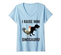 Womens I Raise Tiny Dinosaurs! Chicken with A T-Rex Shadow V-Neck T-Shirt