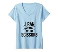 Women's I Ran with Scissors Funny Humor for Caution Lovers V-Neck T-Shirt