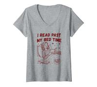 Womens I Read Past My Bed Time Late Night Readers Club Book Lover V-Neck T-Shirt