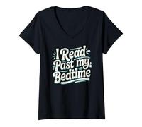 Women's I Read Past My Bedtime Book Lover Funny Reading Quote V-Neck T-Shirt
