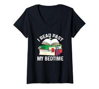 Womens I Read Past My Bedtime Shirt Cute Quote Book Lover Reading V-Neck T-Shirt